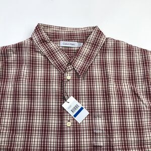 Calvin Klein XL NEW (Fits 2XL/3XL) Button Long Sleeve Cotton Plaid Casual Shirt